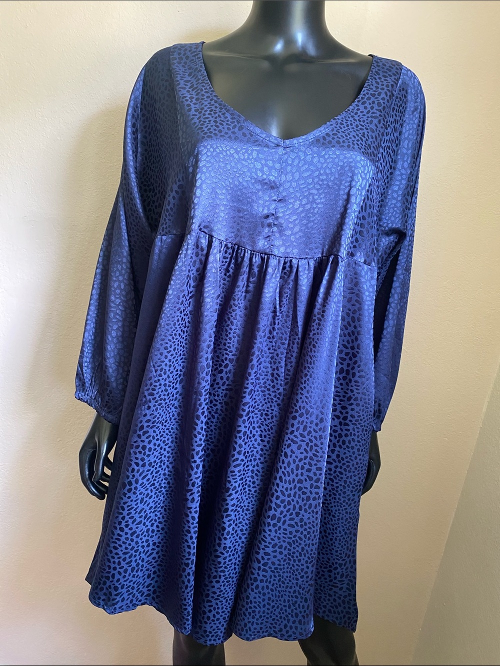 Umgee Navy Textured Babydoll Dress NWTs